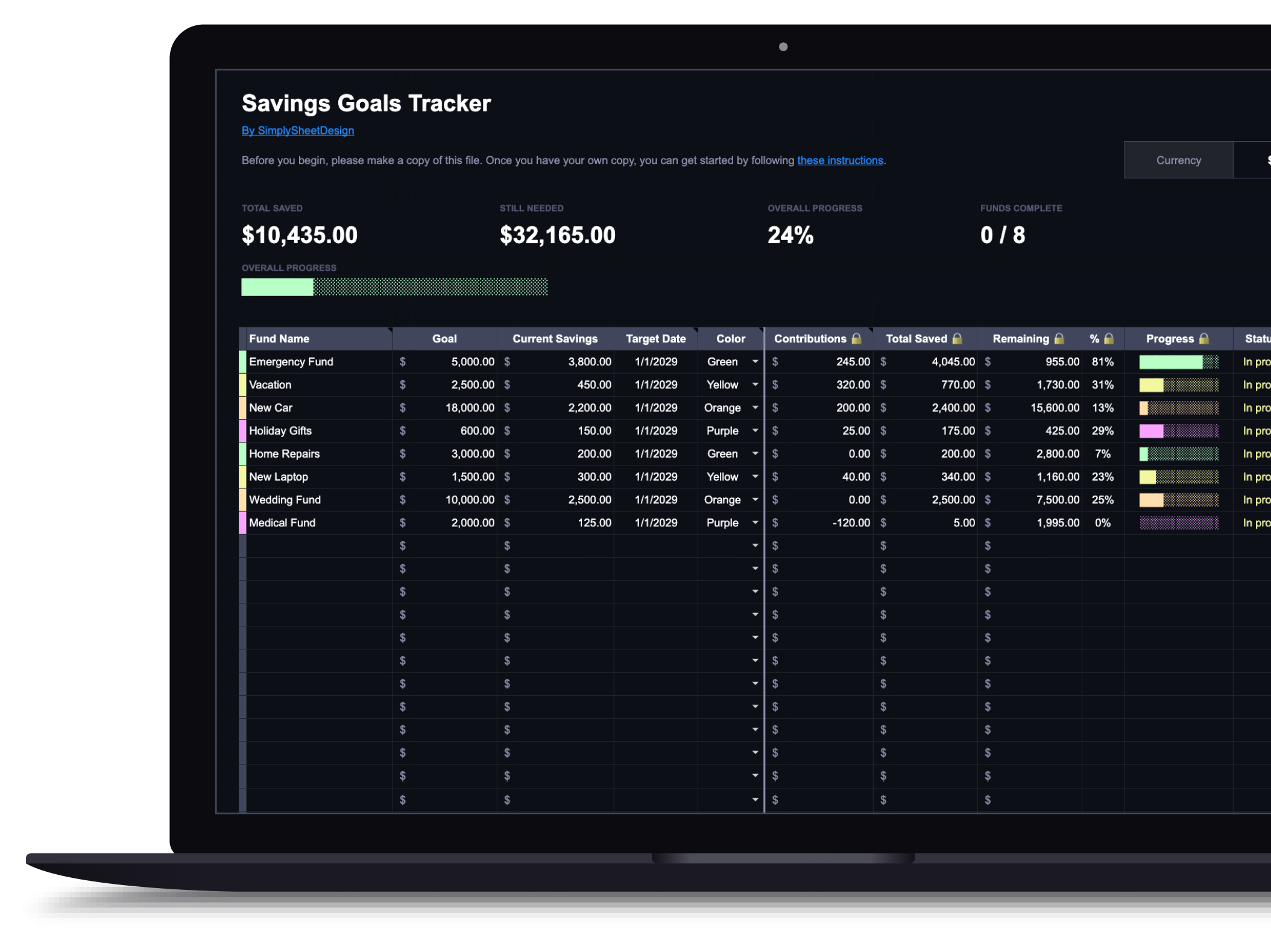 Savings Goals Tracker preview